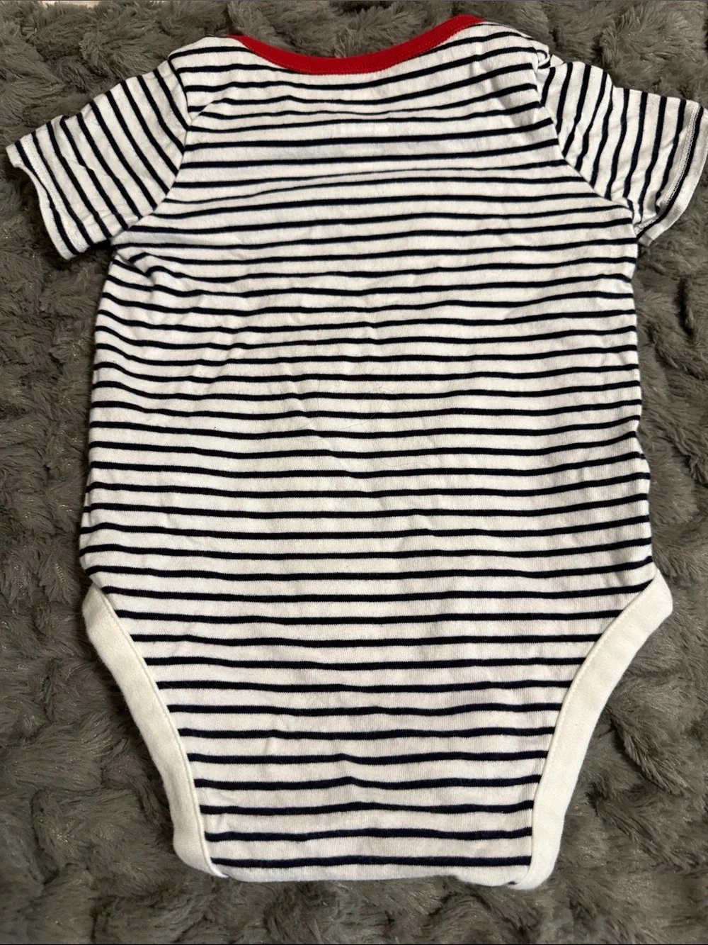 GAP Black & White Striped Baby One-Piece with Red Trim